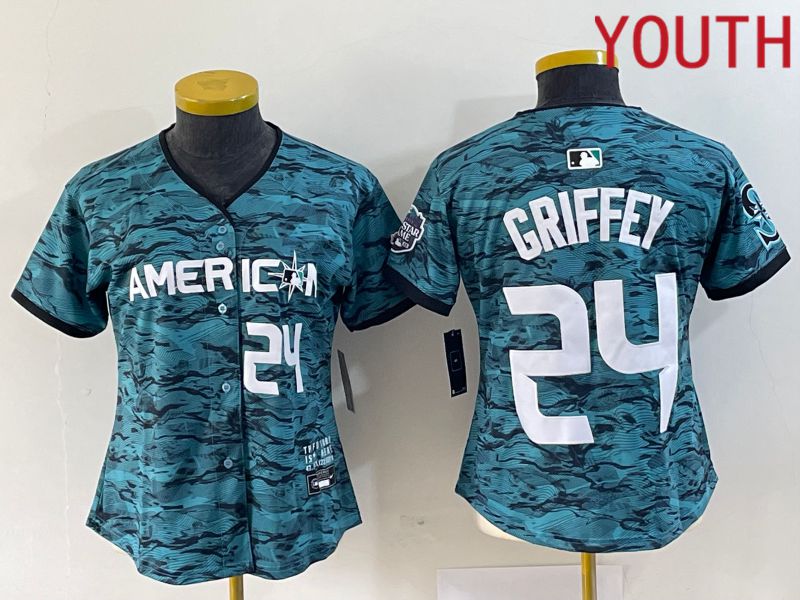 Youth Seattle Mariners #24 Griffey American League Nike Green 2023 MLB All Star Jersey->seattle mariners->MLB Jersey